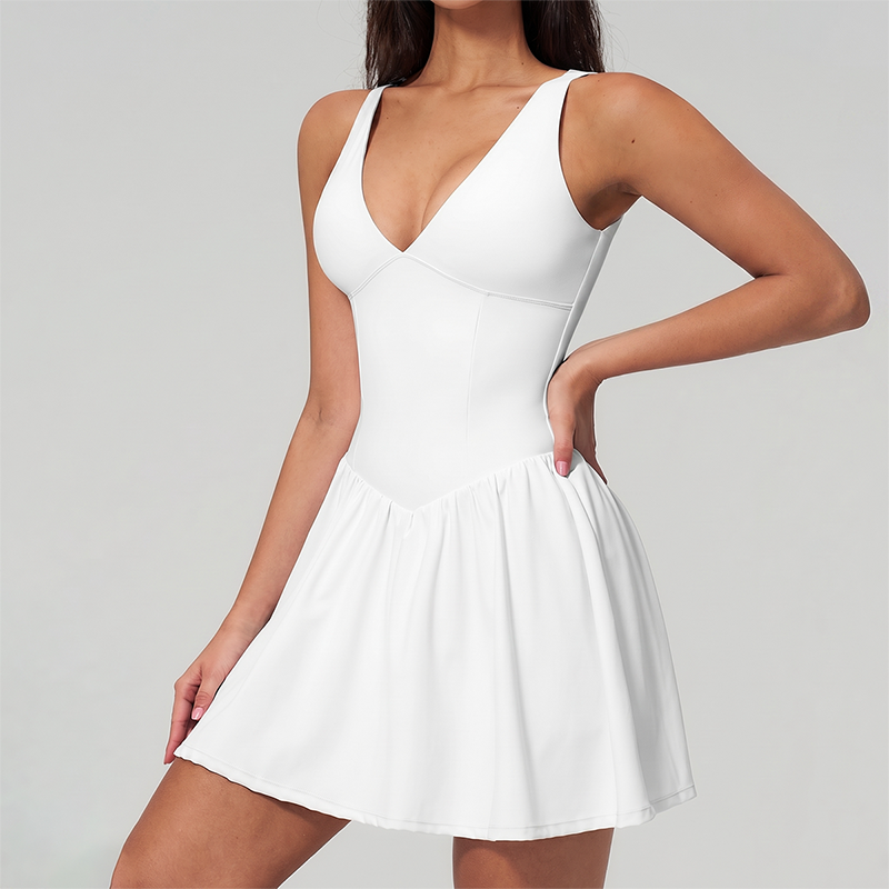 Wholesale Naked Feel Deep V-neckline Tennis Dress