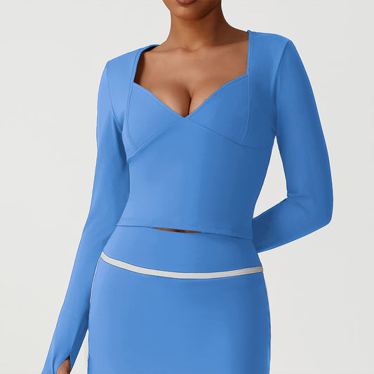 Wholesale women's V-neck long-sleeved tops | Wonderxfans bulk activewear