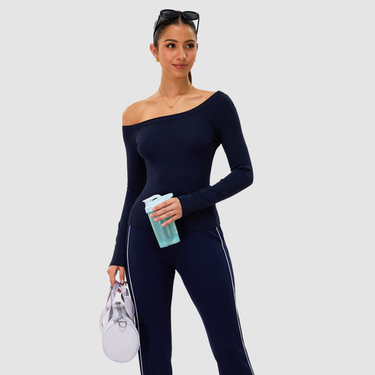 Wholesale Off-Shoulder Long-Sleeve Yoga Top | Wonderxfans bulk activewear