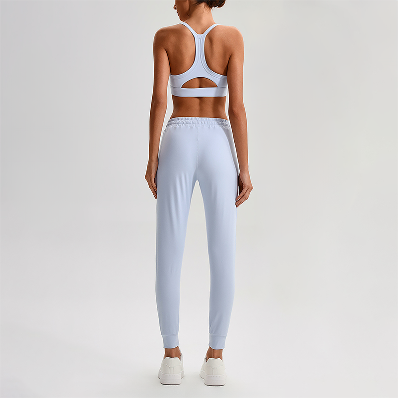 Wholesale Naked-Feel Open-Back Sports Bra & High-Waist Jogger Pants Set – Sculpting Yoga 2-Piece