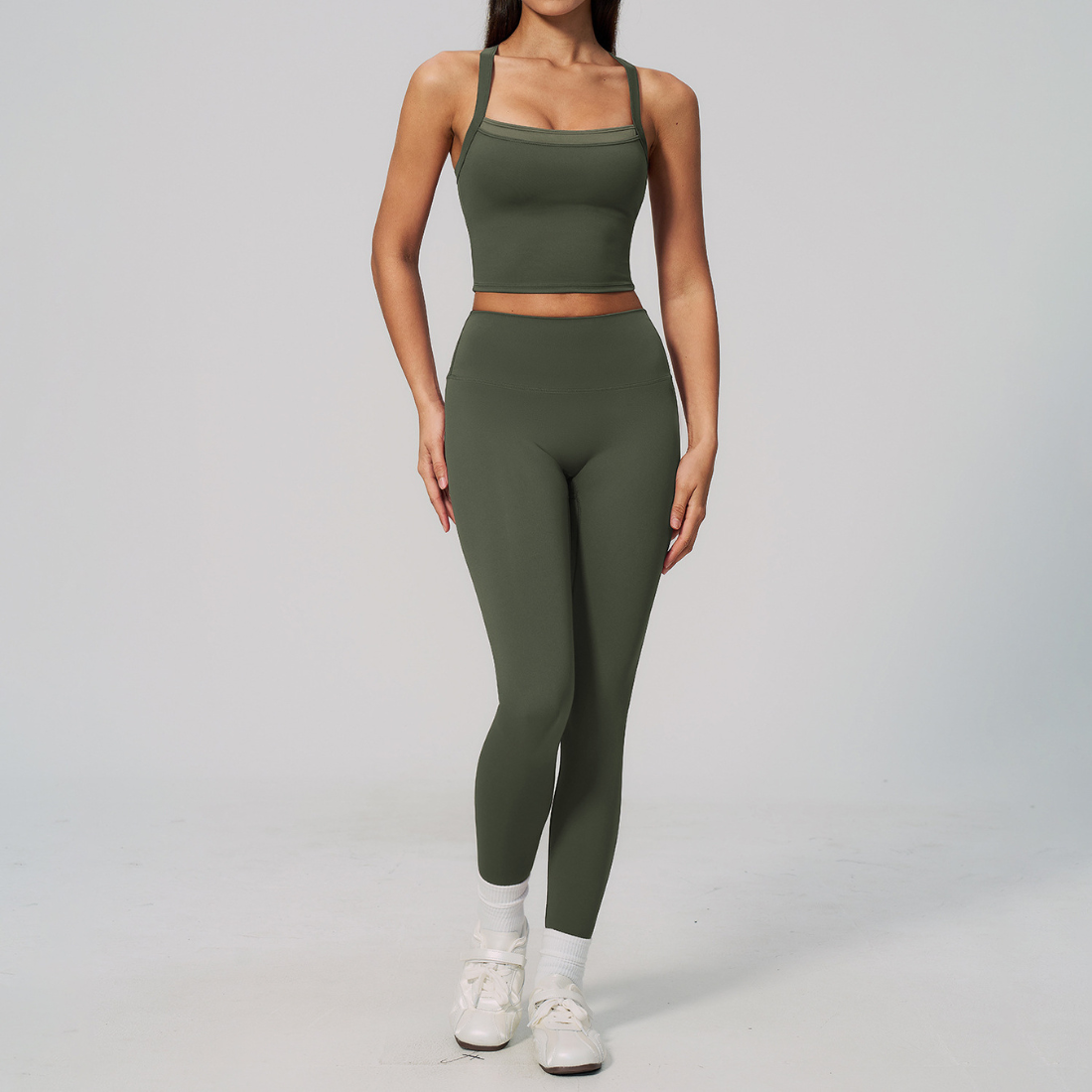 Wholesale Naked-Feel Yoga Set – Cross Back Quick-Dry Fitness Outfit