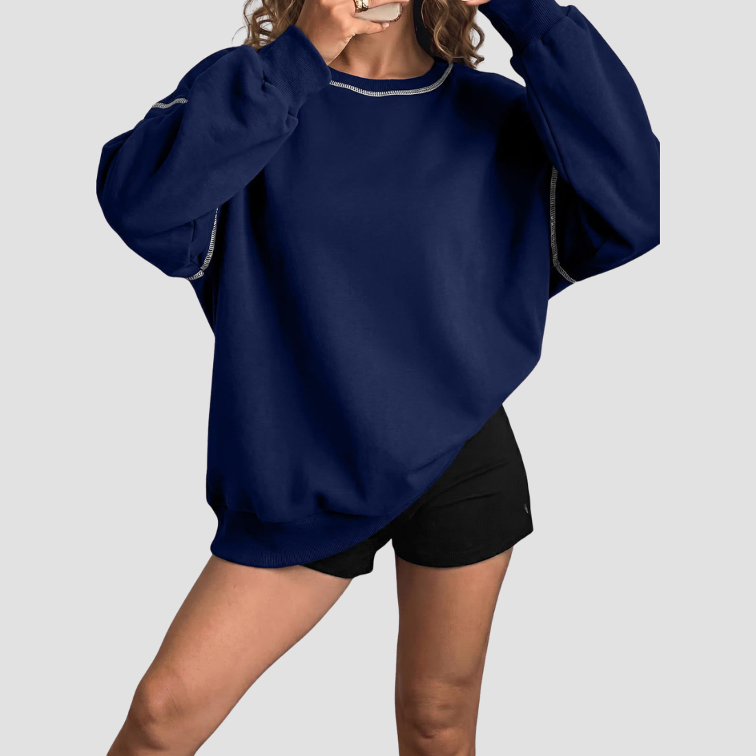 Wholesale Round Neck Seam Detail Sweatshirt – Casual Loose Sportswear Hoodie