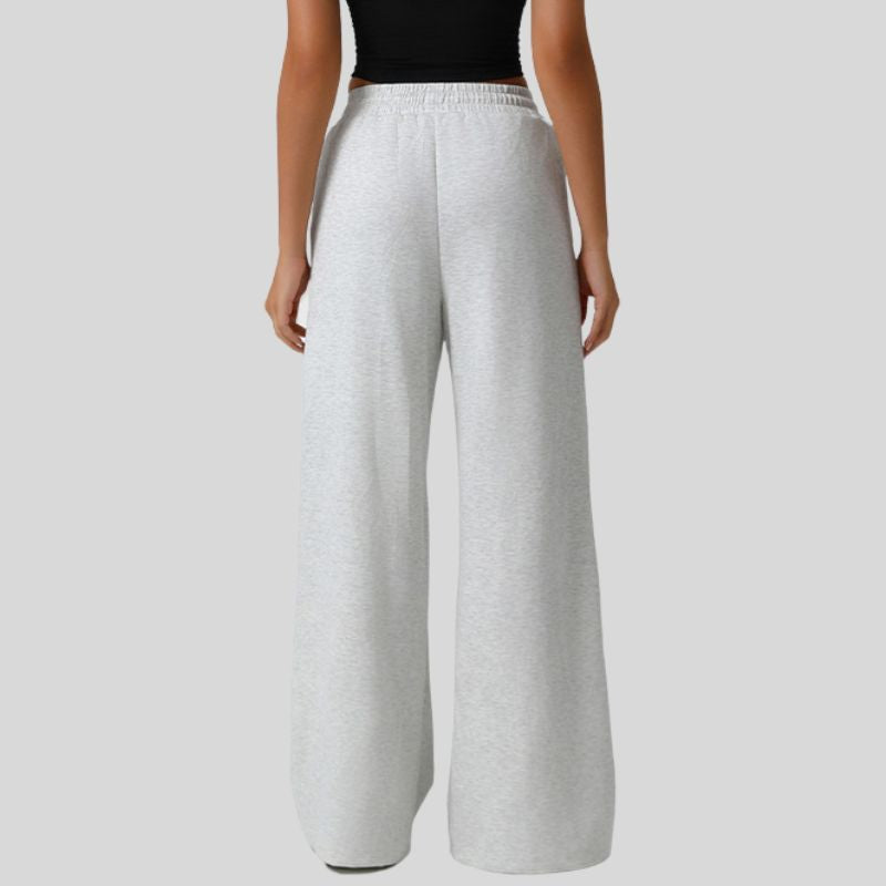 High-waisted drawstring wide-leg sweatpants