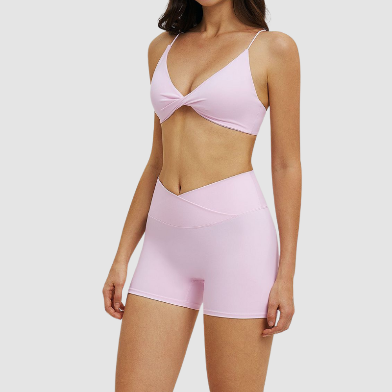 Wholesale thin-strap sports bra + shorts 2-piece set