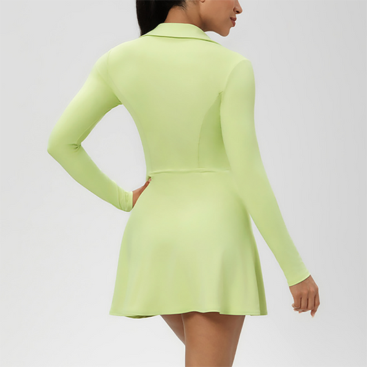 Wholesale Women's Long Sleeve V-Neck Tennis Dress – Quick-Dry Slim Fit Athletic Dress
