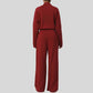Thick half-zip sweatshirt + drawstring wide-leg pants 2-piece set