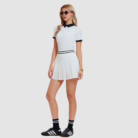 Wholesale Women's POLO Short Sleeve Pleated Skirt Set – 2-Piece Golf Tennis Athletic Outfit