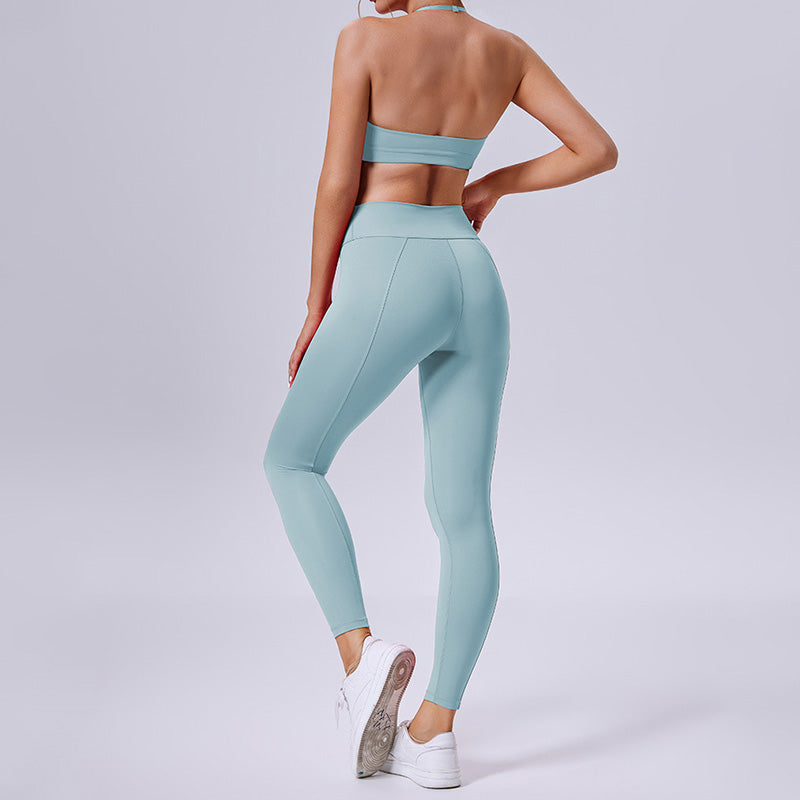 Removable padded bra + sports leggings 2-piece set