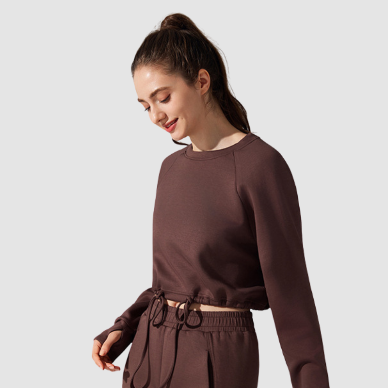 Wholesale Loose Drawstring Round Neck Yoga Sweatshirt