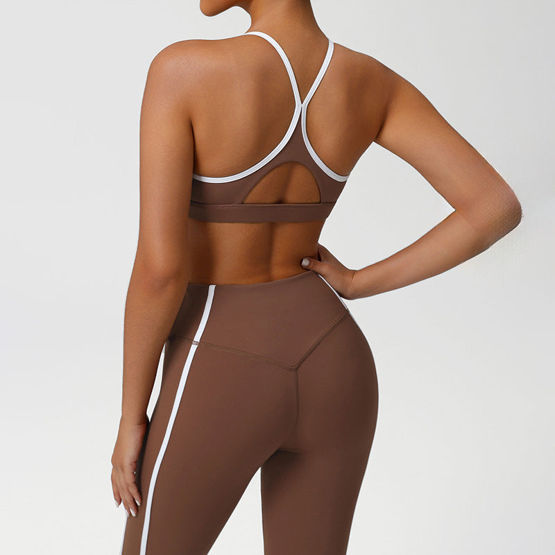 Cross-Back Color-Blocked Bra + High-Waisted Butt-Lifting Leggings 2-Piece Set