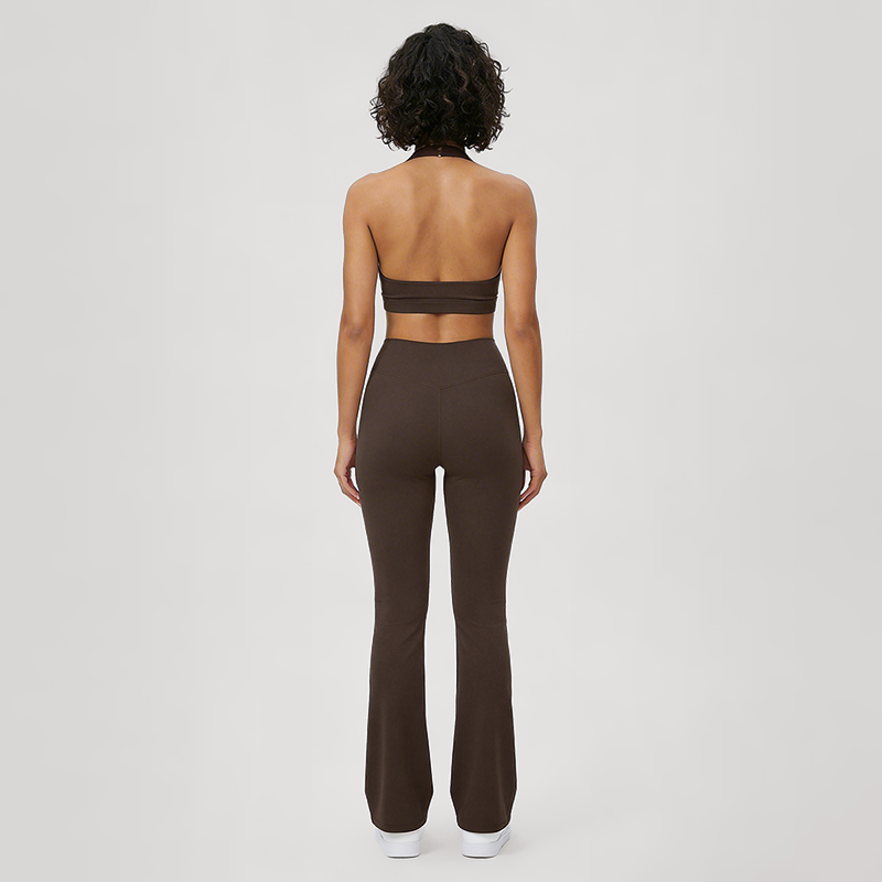 Deep V halter neck bra + high waisted pant 2-piece set