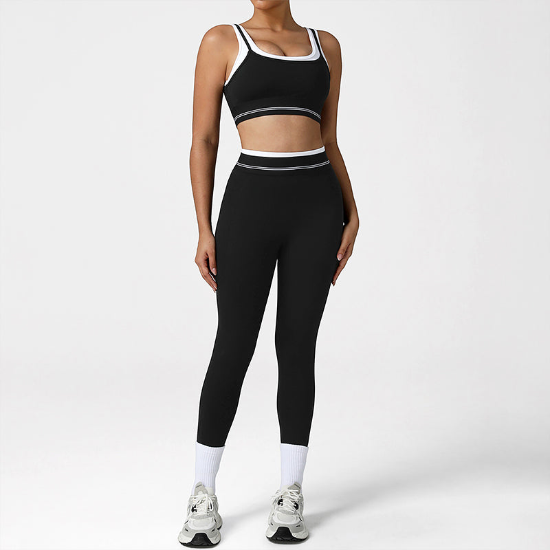 Wholesale faux two-piece sports bra + leggings