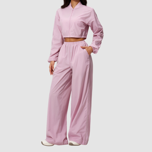Wholesale Women's UPF50+ Sun-Protection Cropped Jacket & Jogger Pants Set – Quick-Dry 2-Piece Outdoor Set