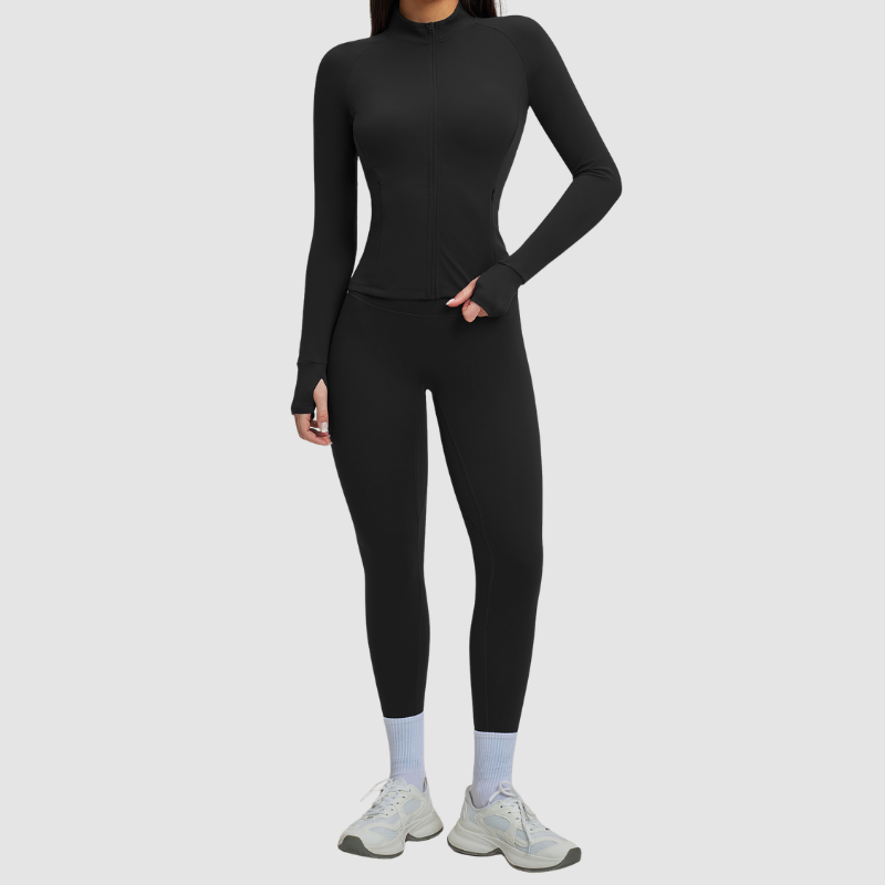 Wholesale women's zipper casual jacket+athletic leggings | Wonderxfans bulk activewear