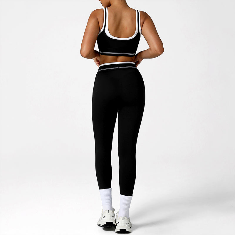 Wholesale faux two-piece sports bra + leggings