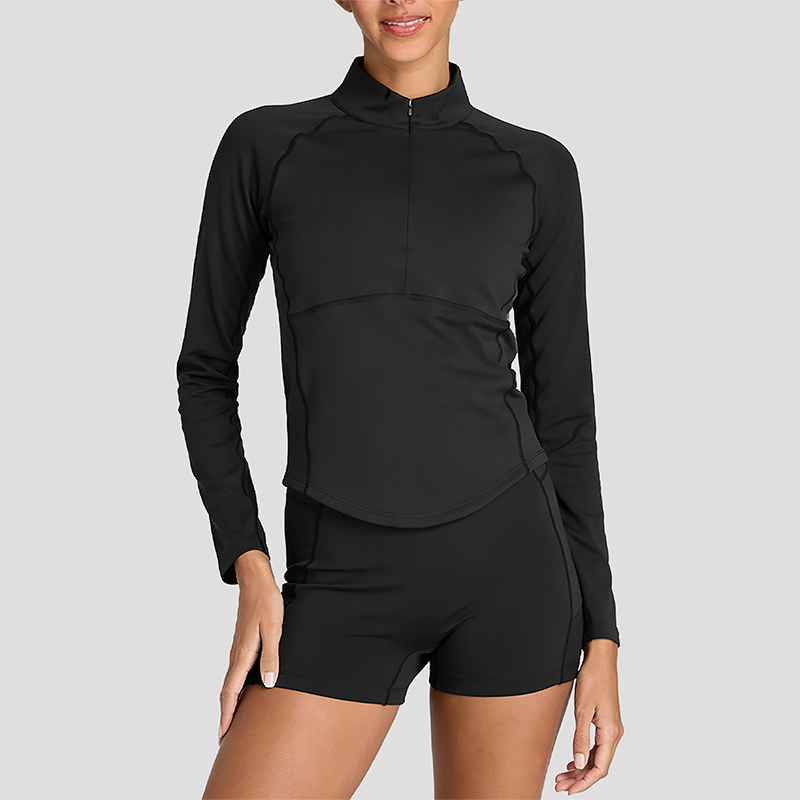 Wholesale Naked-Feel Stand-Collar Zip Jacket & Tennis Shorts Set – 2-Piece Athletic Matching Set