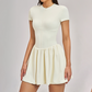 Solid Half Zipper Pleated Anti-Exposure Tennis Dress