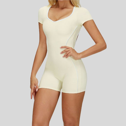 Wholesale Contrasting backless yoga bodysuit. | Wonderxfans bulk activewear