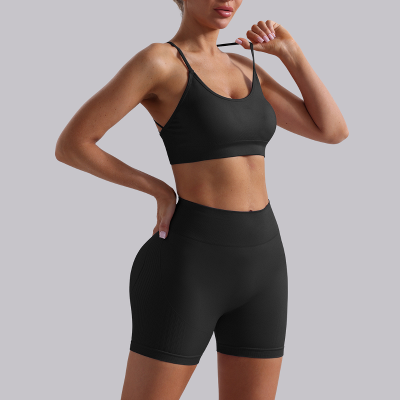 Seamless beautiful back bra + shorts two-piece set