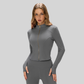 Women's Slim Fit Long Sleeve Yoga Jacket with Gold Zipper