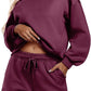 Round neck loose casual sweatshirt+Loose-fitting athletic shorts 2-piece set