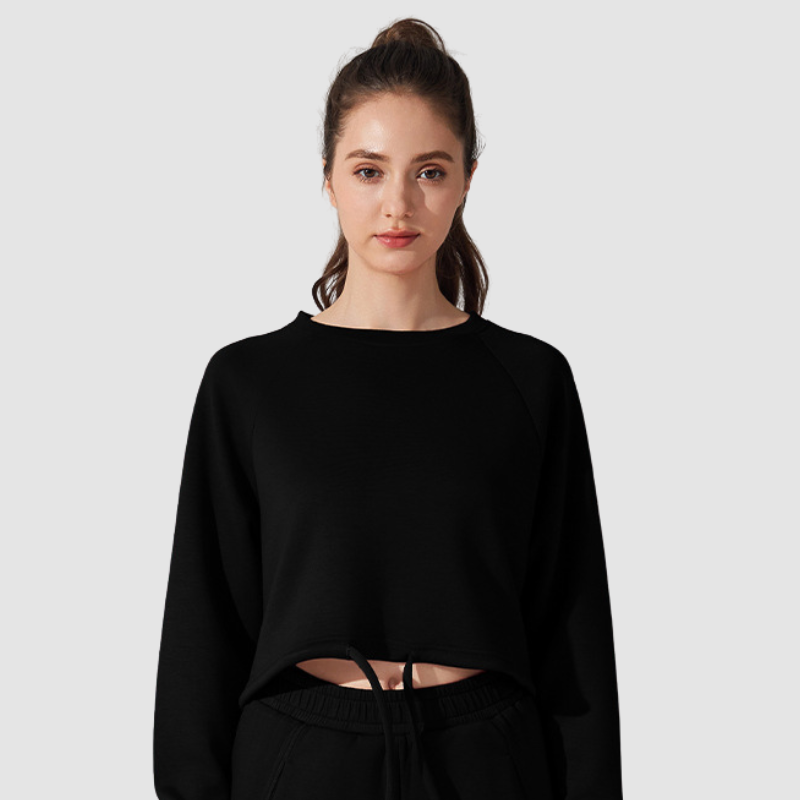 Wholesale Loose Drawstring Round Neck Yoga Sweatshirt