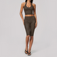 Wholesale Women's Deep V high-elastic polka-dot vest + high-waisted Capri Shorts Set