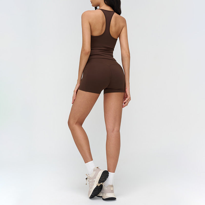 Racerback tank top + high-waisted shorts 2-piece set