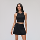 Wholesale round neck tank top + fake two piece tennis skirt