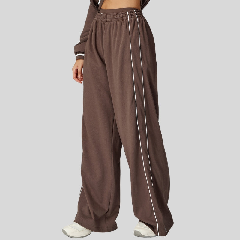 Loose-fitting striped color-blocked sweatpants