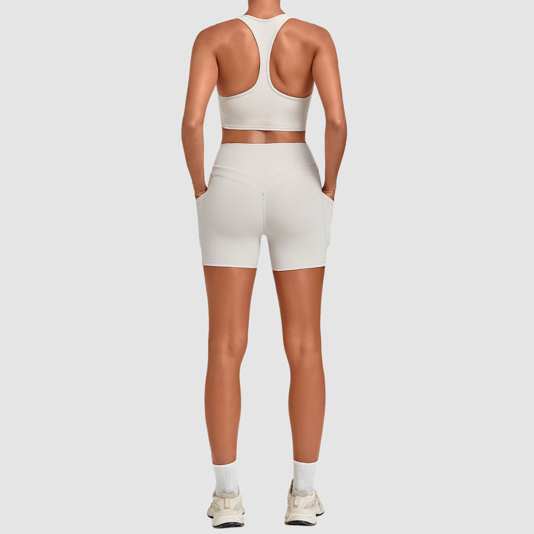 Wholesale Women’s Racerback Sports Bra & High-Waist Biker Shorts Yoga Set