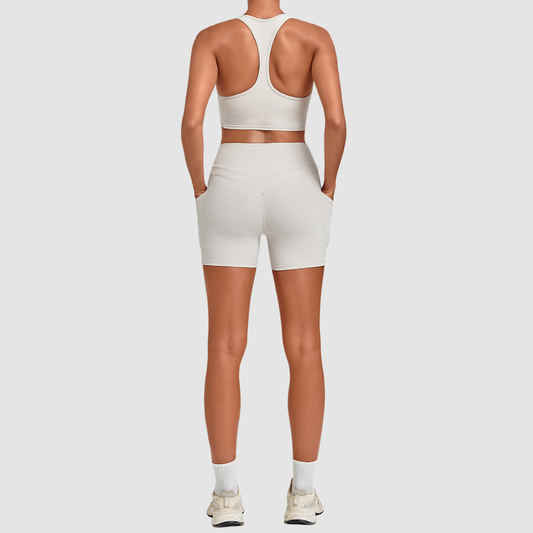Wholesale Women’s Racerback Sports Bra & High-Waist Biker Shorts Yoga Set