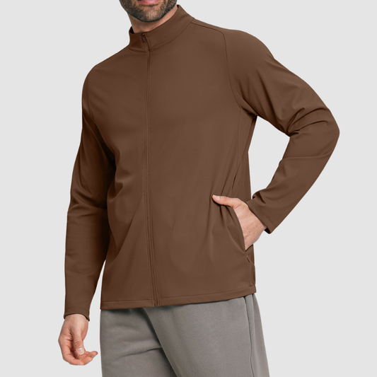 Wholesale Men's Mock Neck Long Sleeve Athletic Jacket – Moisture-Wicking Gym Fitness Training Outerwear