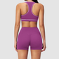 Wholesale Women's Seamless Seam-Detail Sports Bra + High-Waist Shorts Set – Butt-Lifting Yoga Gym Activewear