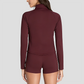 Wholesale Naked-Feel Stand-Collar Zip Jacket & Tennis Shorts Set – 2-Piece Athletic Matching Set