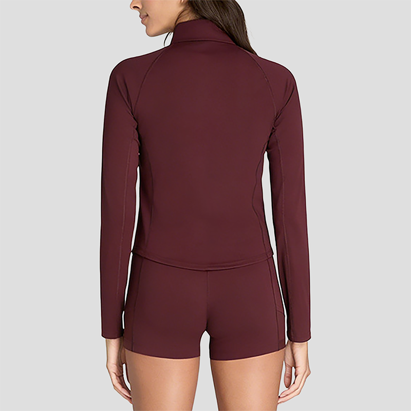Wholesale Naked-Feel Stand-Collar Zip Jacket & Tennis Shorts Set – 2-Piece Athletic Matching Set