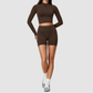 Wholesale Women's Stand-Collar Jacket & Yoga Shorts Set