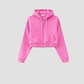 Wholesale Women’s Fleece-Lined Zip Hoodie – Cropped Relaxed Winter Jacket
