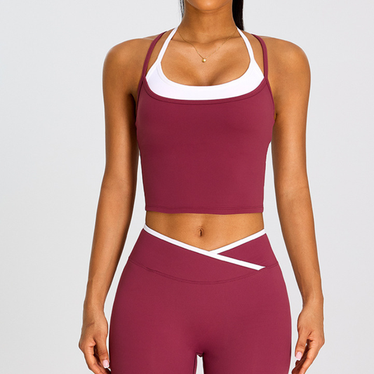 Wholesale Women's Color Block Cross-Back Sports Bra Vest– Naked Feel Yoga Gym Fitness Activewear