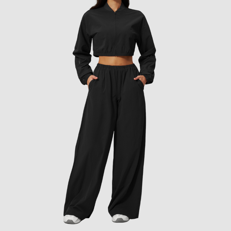 Wholesale Women's UPF50+ Sun-Protection Cropped Jacket & Jogger Pants Set – Quick-Dry 2-Piece Outdoor Set