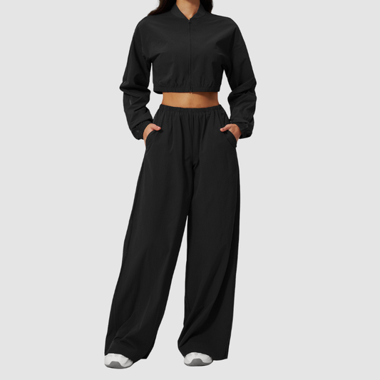 Wholesale Women's UPF50+ Sun-Protection Cropped Jacket & Jogger Pants Set – Quick-Dry 2-Piece Outdoor Set