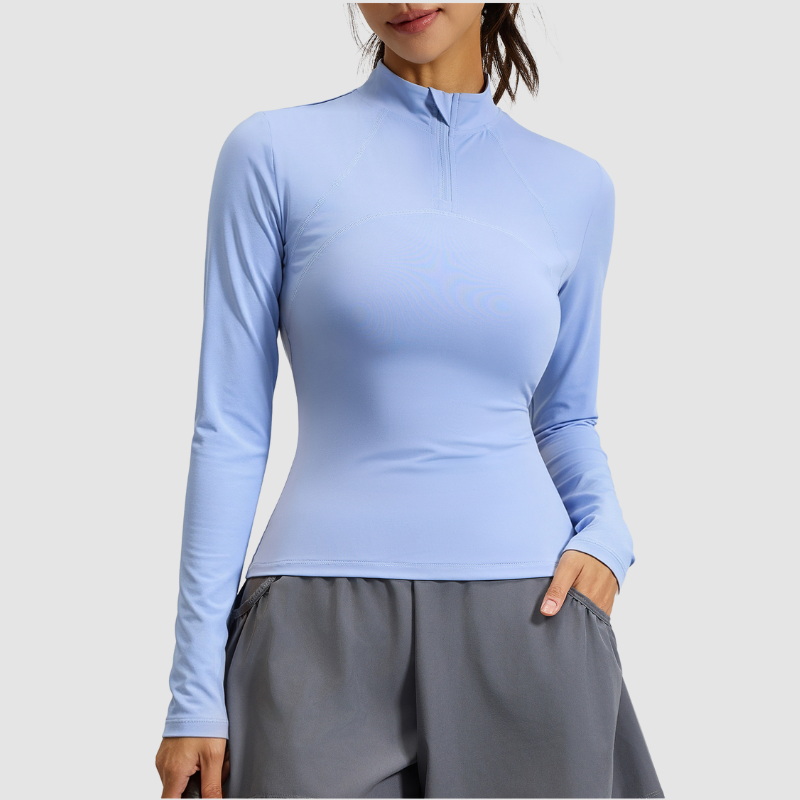 Wholesale stand collar half zip yoga top
