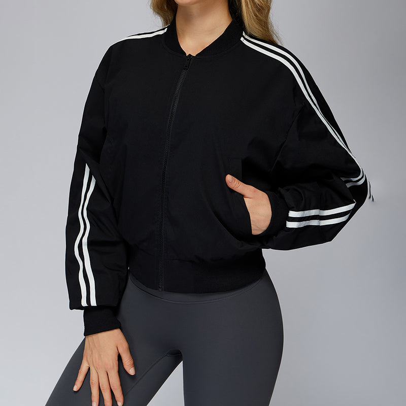 Loose cotton jacket with zipper