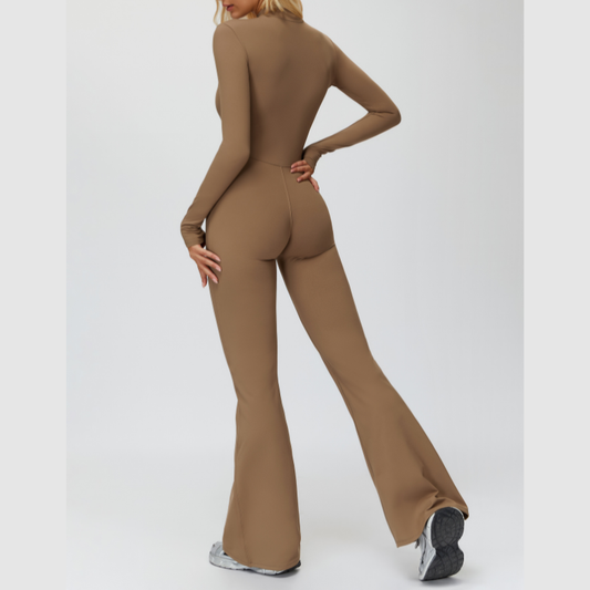 Wholesale Stand-up collar+half-zip sports jumpsuit | Wonderxfans bulk activewear