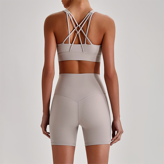Wholesale Women's Quick-Dry Naked Feel Vest+Fitted Biker Shorts Yoga Set