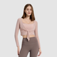 Wholesale Women's Tie-Front Yoga Top & Built-In Cup Bra Set