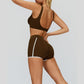 Beautiful Backless Sports Bra+Contrasting Fitness Shorts 2-piece set