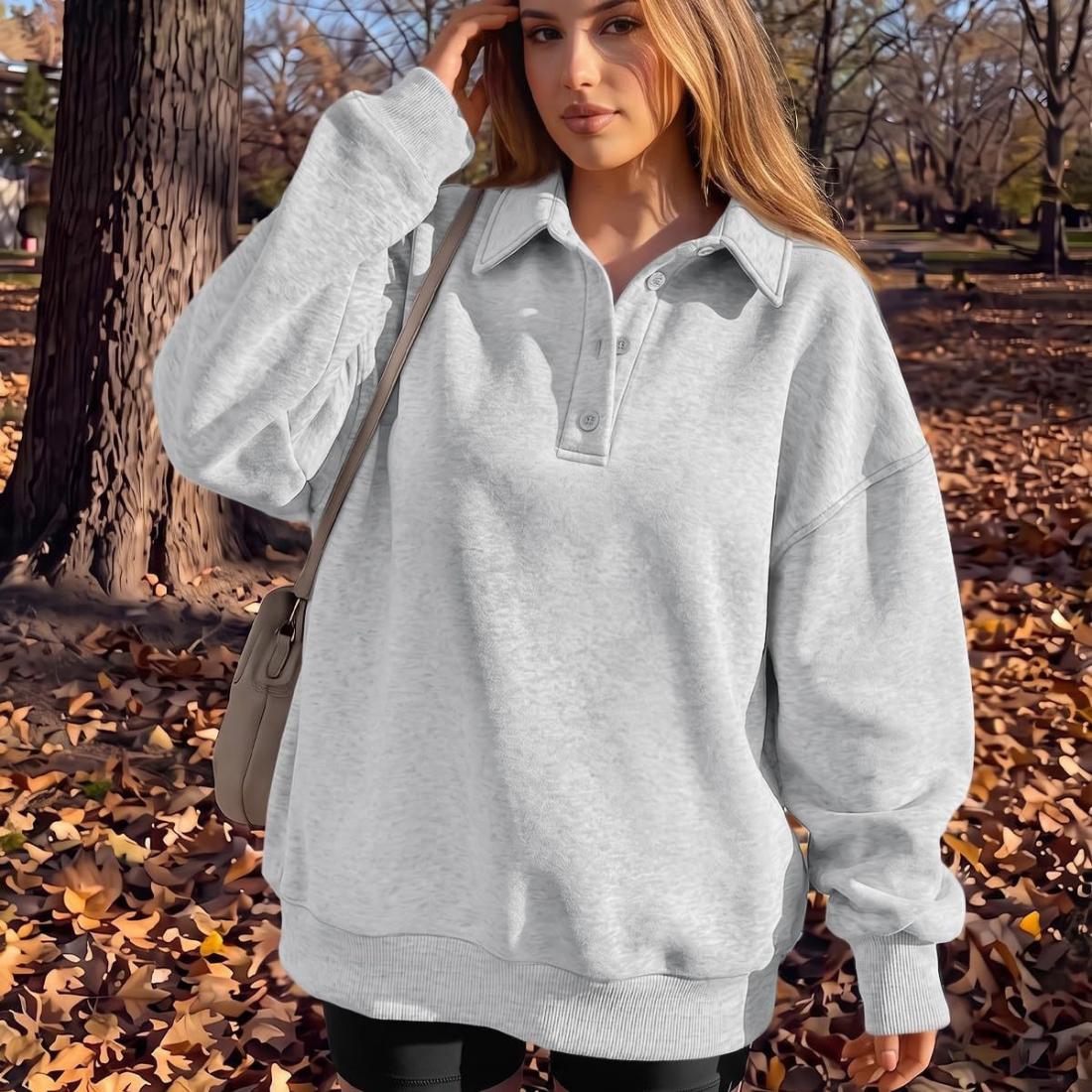 Wholesale Fleece Polo Pullover – Loose Long Sleeve Sweatshirt