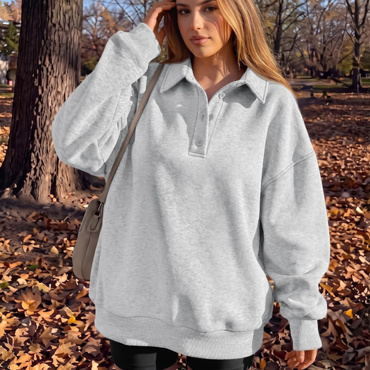 Wholesale Fleece Polo Pullover – Loose Long Sleeve Sweatshirt