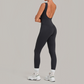 Wholesale Women's Brushed Yoga Jumpsuit – Open-Back Slim Fit Athletic Bodysuit w/ Chest Pad